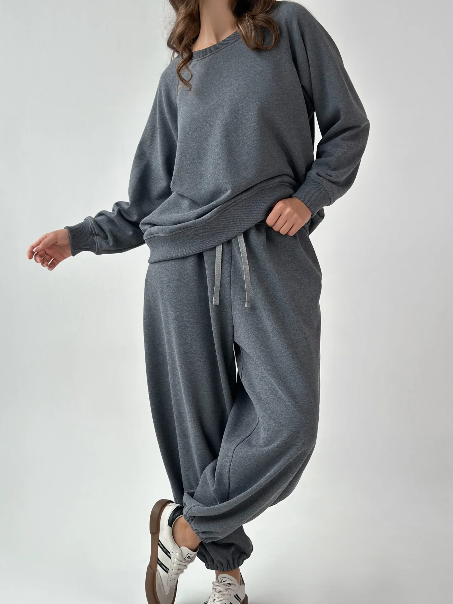 Spodnie z dzianiny 3-nitkowej, grafitowe