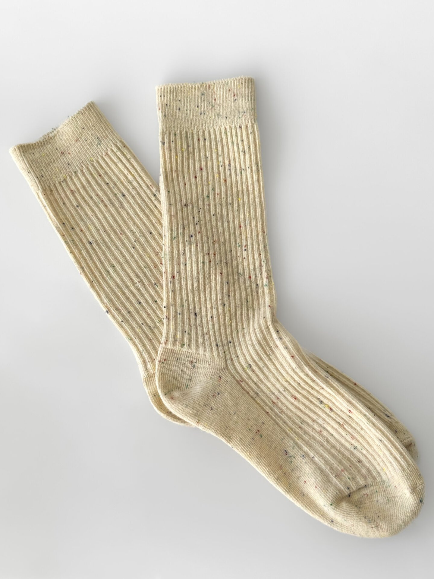Skarpetki wełniane niebielone, w drobny prążek, melanż