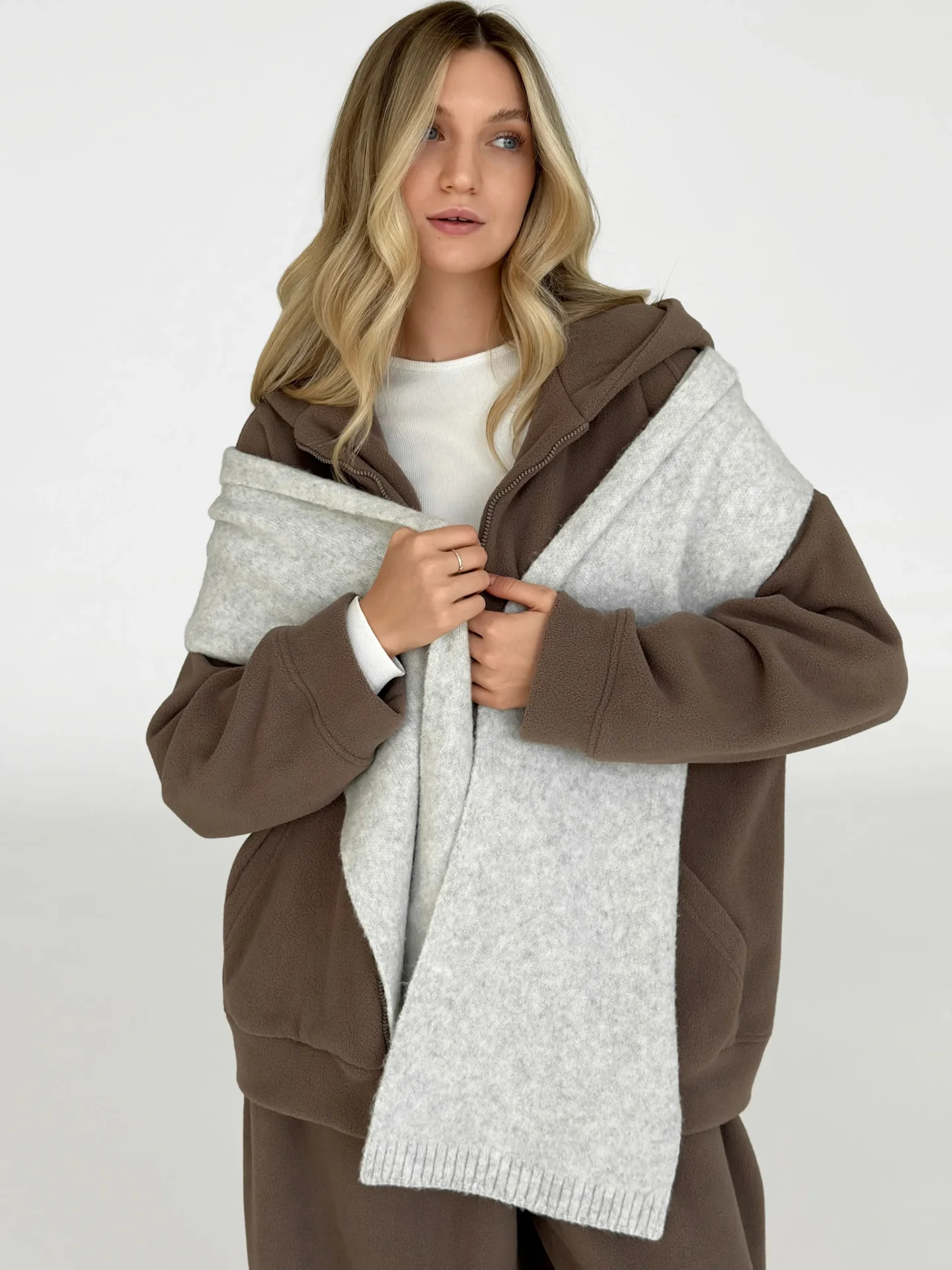 Szalik dziany, szary melanż