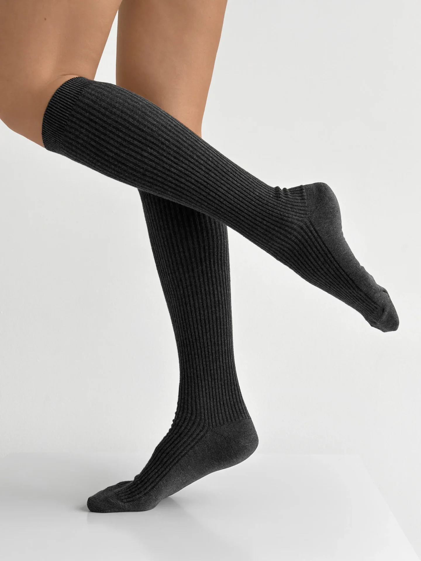 Podkolanówki, ciemnoszary melanż