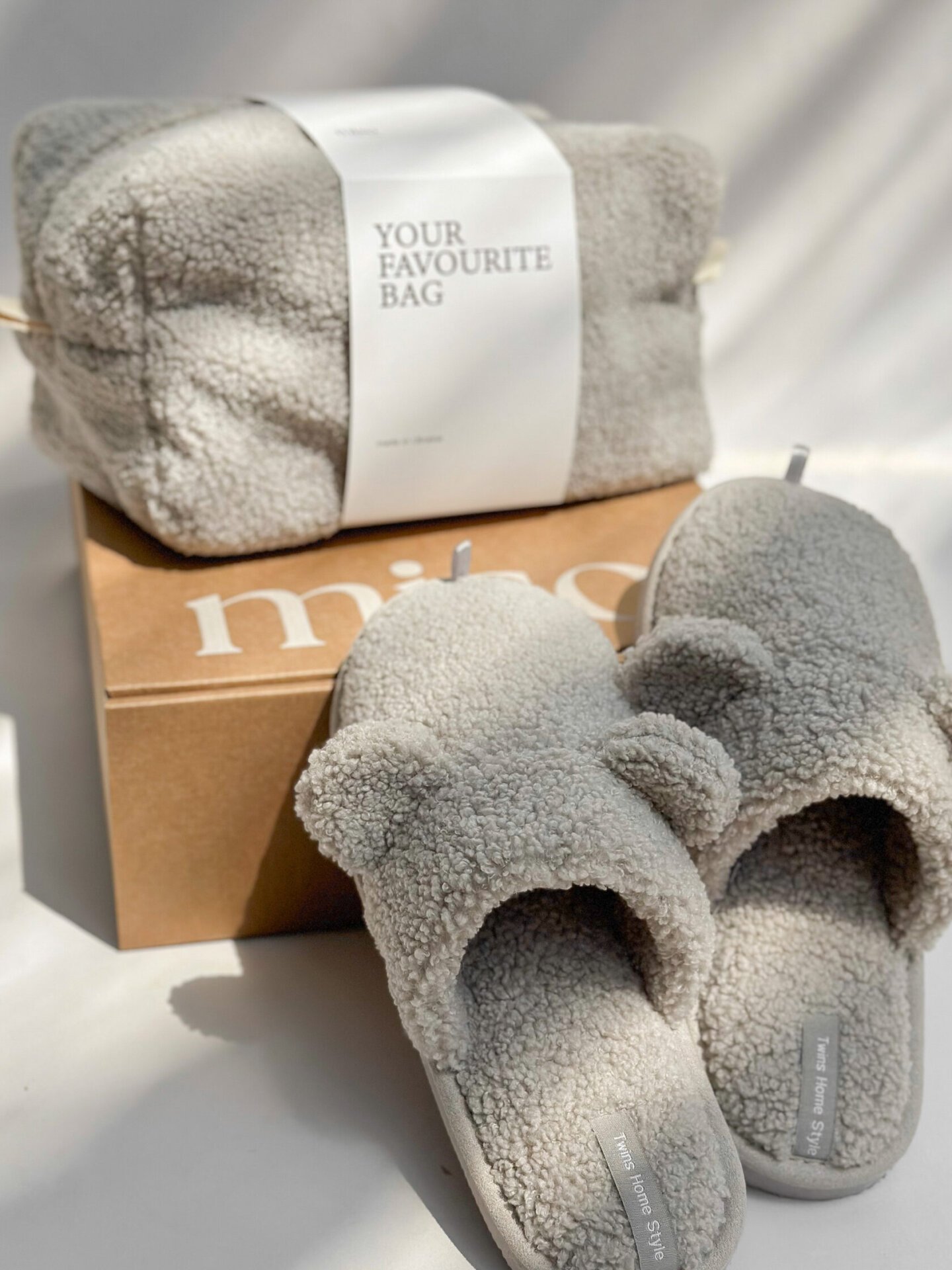 Kapcie domowe TEDDI, HS, futrzane, szare