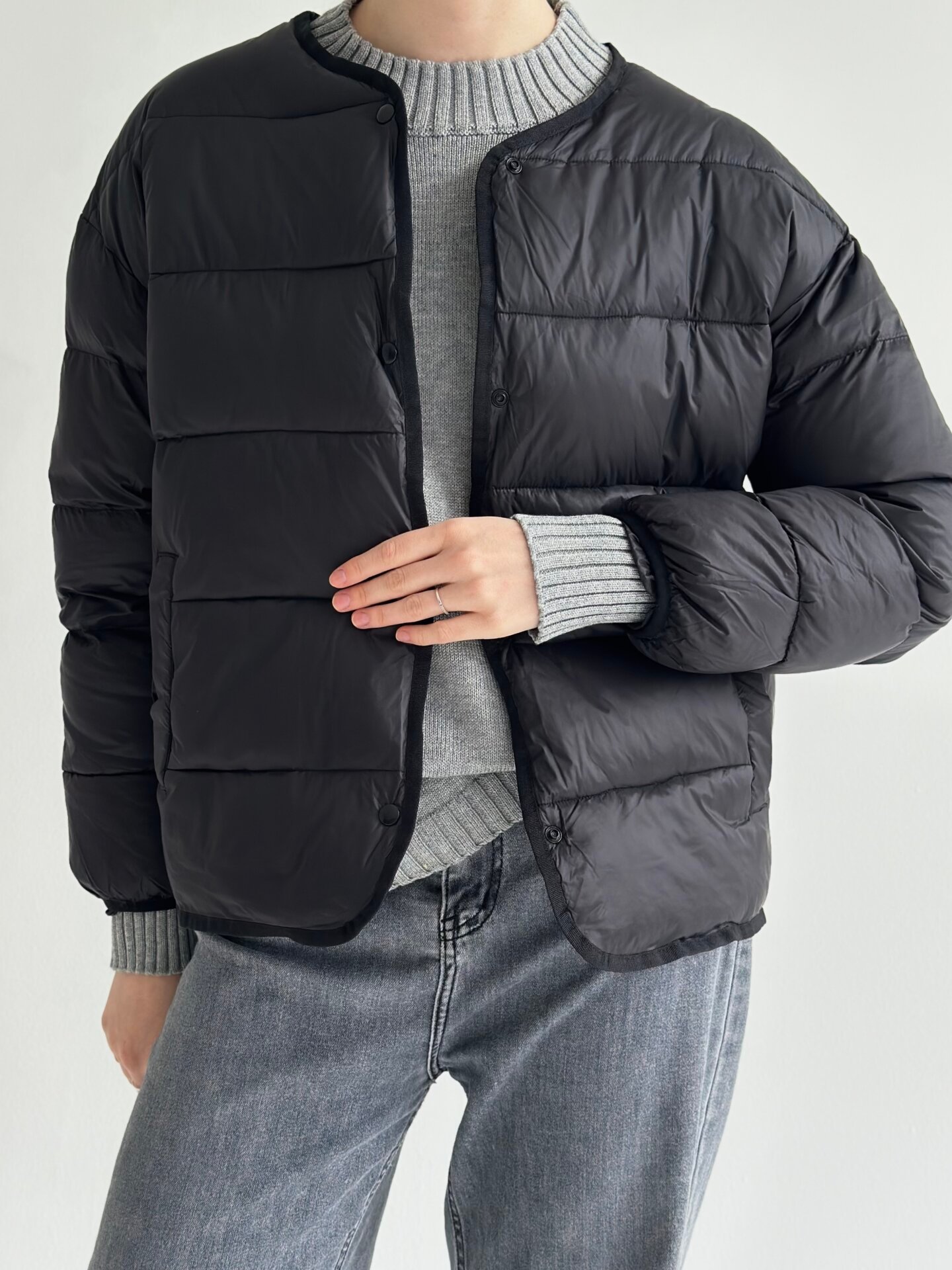 Kurtka pikowana puchowa, czarna