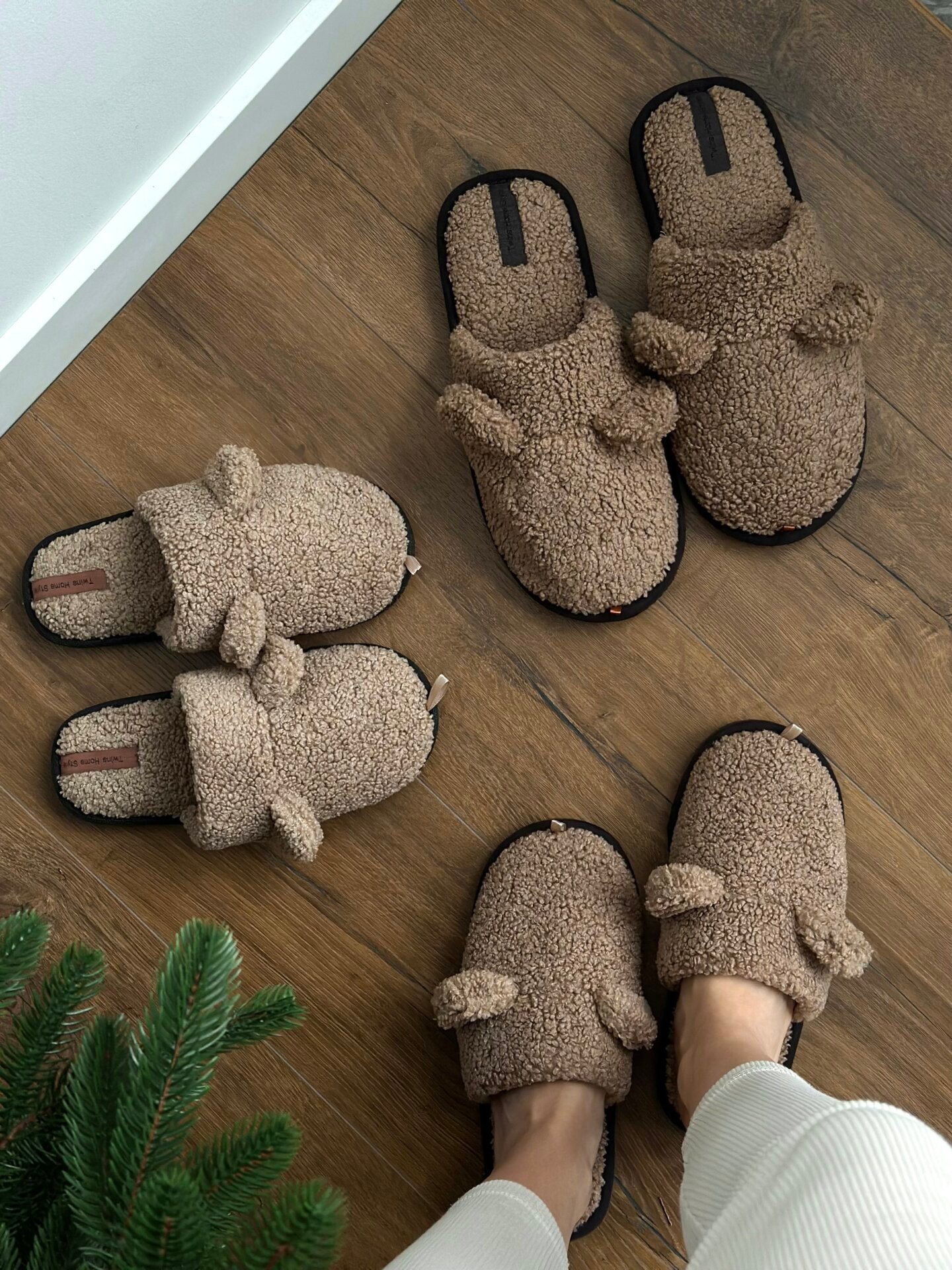 Kapcie domowe TEDDI, HS, futrzane, brązowe