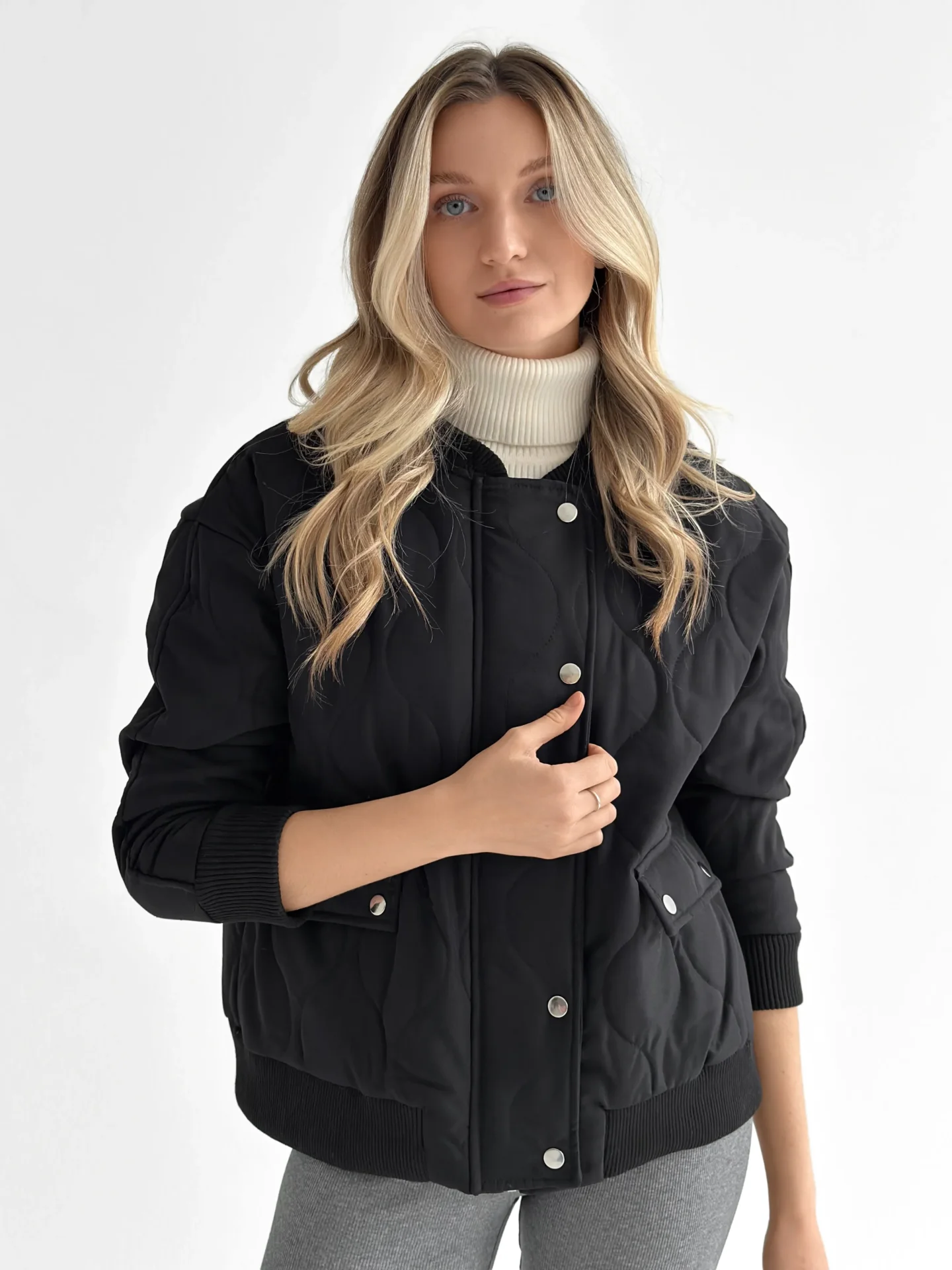 Kurtka pikowana bomber, czarna