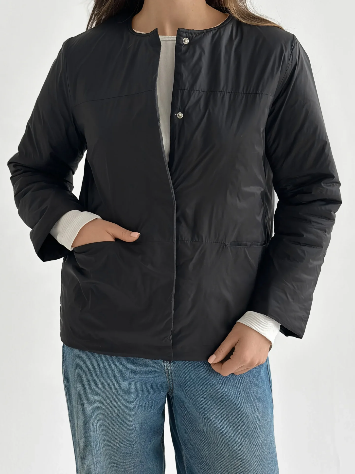 Kurtka przejściowa na napy, czarna