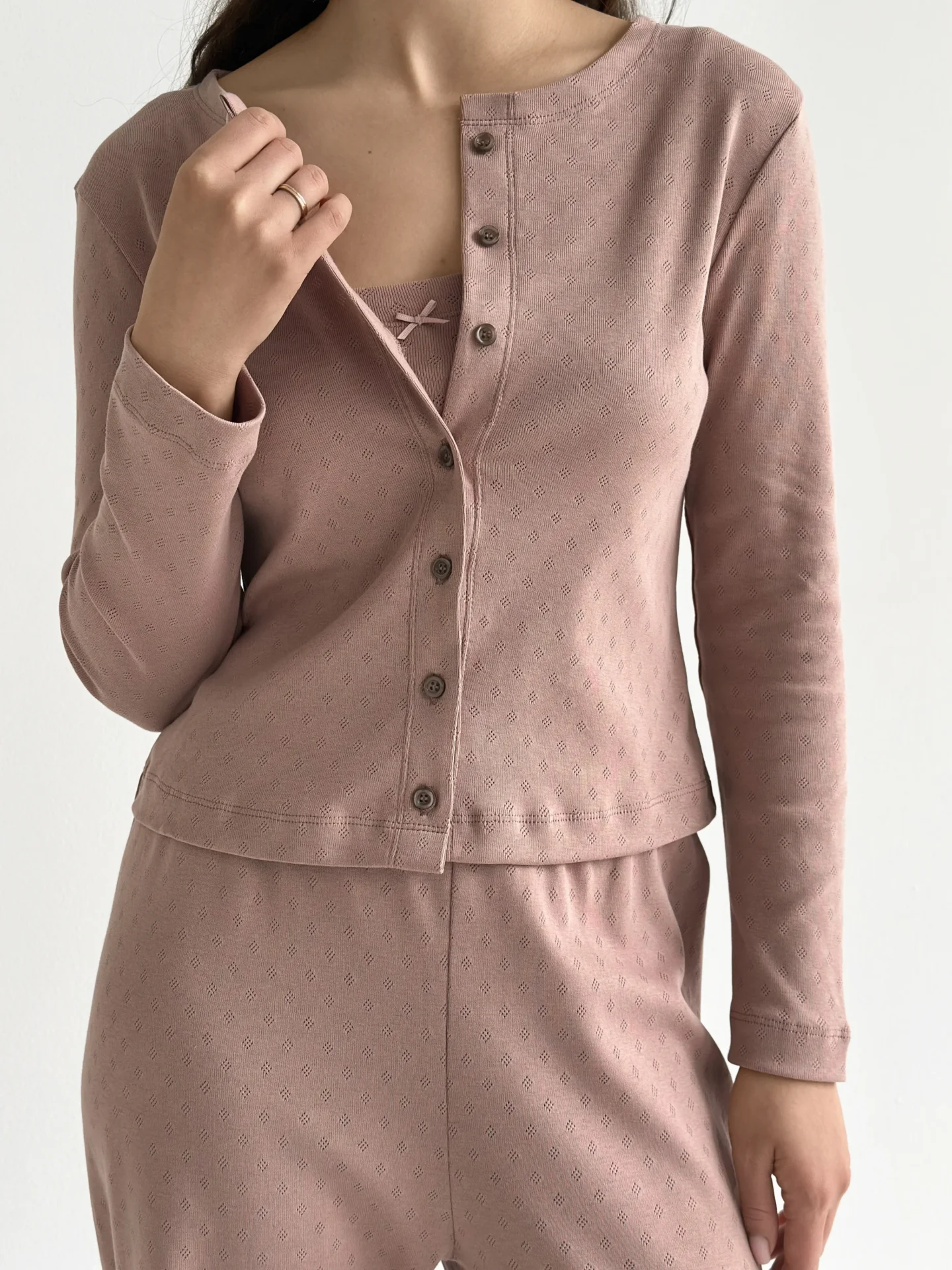 Koszulka longsleeve rozpinana z guzikami, z ribany, wizonowa