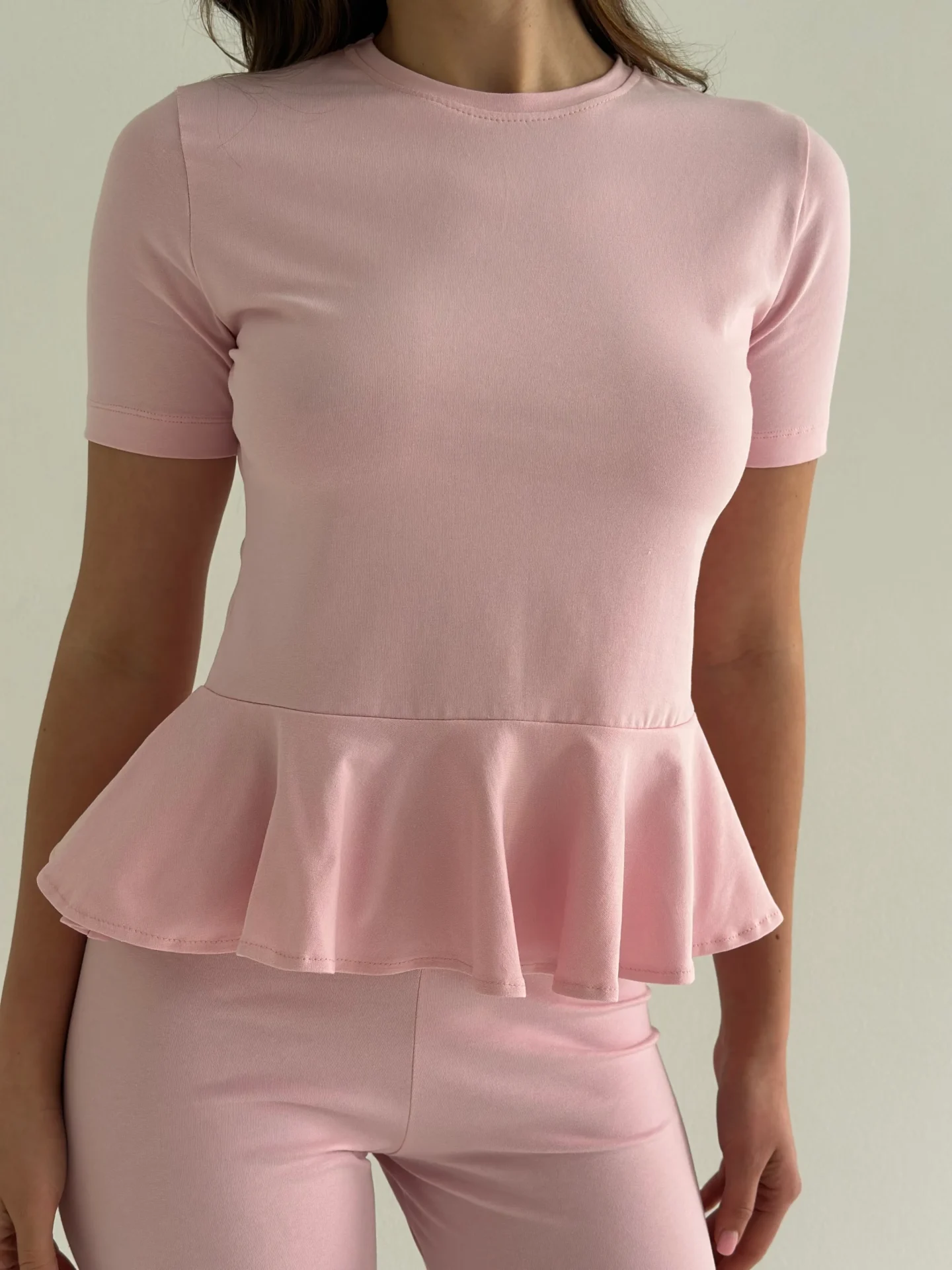 Koszulka z baskinką, z dzianiny single jersey, różowa